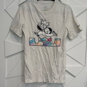 Nike White Short Sleeve Graphic Tee with Multicolor Money Block Design